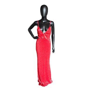 Red Sequin V-Neck Open Back - Hello Molly